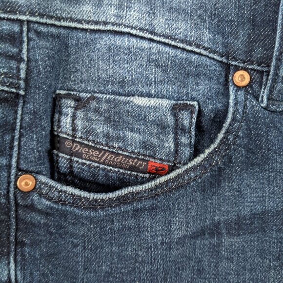 Diesel Sandy Slim Straight Jeans Mid Rise Stretch Denim Dark Blue Italy NEW - Picture 11 of 11